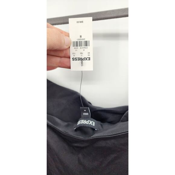 New NWT Express Strappy Black Long Midi Dress Medium Satin‎ Silky - Picture 6 of 7
